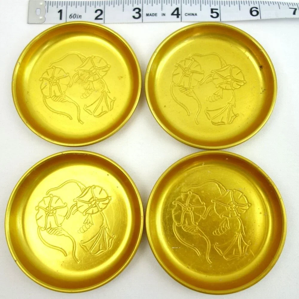 Vintage Neocraft by Everlast Gold‎ Anodized Aluminum Coasters  Set of 4